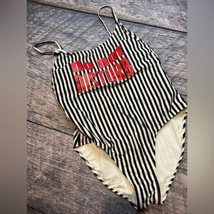Striped ‘Do not disturb’ one piece swimwear, large